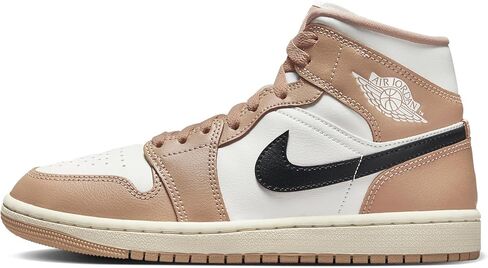 NIKE Air Jordan 1 Mid Women's Shoes (BQ6472-103, SAIL/Black-Desert) Size 5.5 in Saudi Arabia