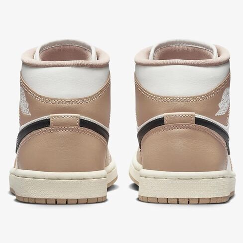 NIKE Air Jordan 1 Mid Women's Shoes (BQ6472-103, SAIL/Black-Desert) Size 5.5 in Saudi Arabia