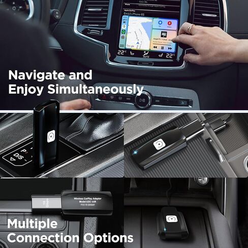 Wireless CarPlay Adapter for Apple iPhone iOS 12+ Converts Wired to Wireless Carplay Dongle for Wireless Car Play, Black in Kuwait