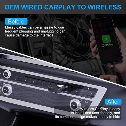 Wireless CarPlay Adapter for Apple iPhone iOS 12+ Converts Wired to Wireless Carplay Dongle for Wireless Car Play, Black in Kuwait