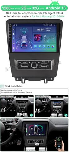 ASURE Car Stereo Radio Upgrade for Mustang 2010-2014,10.1 inch 4Core 2G+32G Android System GPS Navigation Head Unit with Wireless Carplay,Android Auto,1280x720 HD Touchscreen Multimedia Player in Saudi Arabia