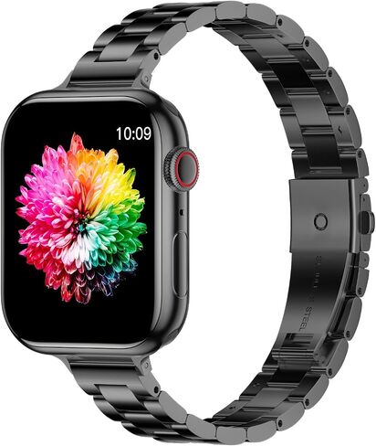 iiteeology سوار من الفولاذ المقاوم للصدأ متوافق مع سوار ساعة Apple 49 مم 45 مم 44 مم 42 مم 41 مم 40 مم 38 مم، حزام معدني رفيع للنساء لساعة Apple Ultra 2/Ultra Series 9/8/7/6/5/4 in Saudi Arabia