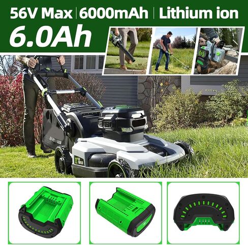 Upgraded 56V 6.0Ah Battery Replacement for EGO 56V Battery BA1400 BA2800T BA4200T BA4200 BA5600T 6.0Ah Lithium Ion Battery Compatible with EGO Cordless Tool Battery Pack (Black and Green) in Saudi Arabia