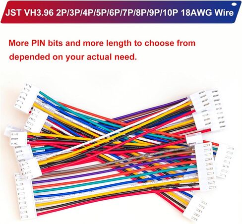 موصل JST VH3.96mm مع سلك مجعد مسبقًا 18AWG، JST VHR-9,2/3/4/5/6/7/8/9/10/12 دبوس موصل كابل محول JST بطول 10/20/50 سلك /80/100 سم (مجموعة واحدة مم 9Pin-100CM) in Saudi Arabia