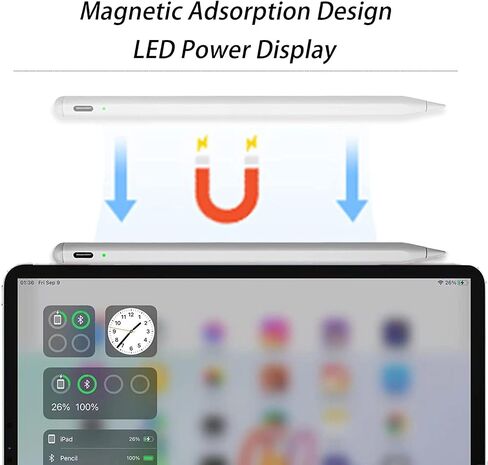 قلم شاشة لجهاز iPad مع خاصية رفض راحة اليد، قلم Apple لجهاز iPad 10/9th Gen، قلم iPad متوافق مع (2018-2023) iPad 11/12.9 بوصة، iPad 6/7/8th، iPad Air 3/4/5، iPad Mini 6th / الجيل الخامس in Saudi Arabia