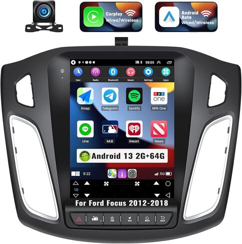 UNITOPSCI 2G+64G Android 13 Car Stereo for Ford Focus 2012-2018 with Wireless Apple CarPlay Android Auto 9.7 Inch Vertical Touchscreen GPS Navigation Bluetooth WiFi HiFi FM/RDS USB SWC+ Backup Camera in Saudi Arabia