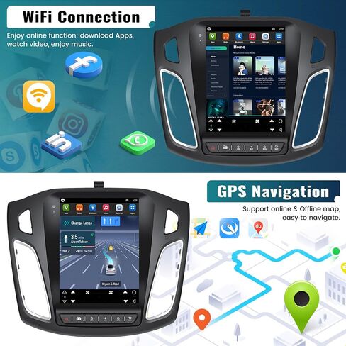 UNITOPSCI 2G+64G Android 13 Car Stereo for Ford Focus 2012-2018 with Wireless Apple CarPlay Android Auto 9.7 Inch Vertical Touchscreen GPS Navigation Bluetooth WiFi HiFi FM/RDS USB SWC+ Backup Camera in Saudi Arabia