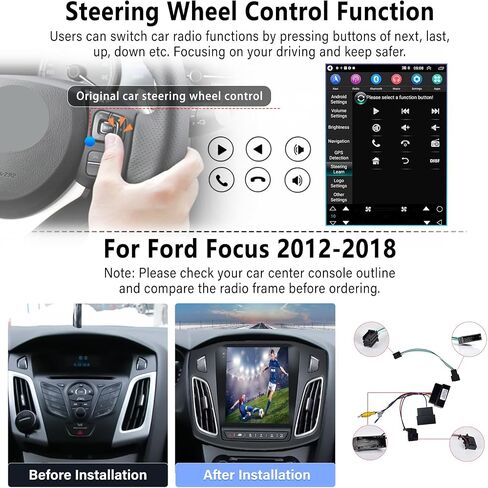UNITOPSCI 2G+64G Android 13 Car Stereo for Ford Focus 2012-2018 with Wireless Apple CarPlay Android Auto 9.7 Inch Vertical Touchscreen GPS Navigation Bluetooth WiFi HiFi FM/RDS USB SWC+ Backup Camera in Saudi Arabia