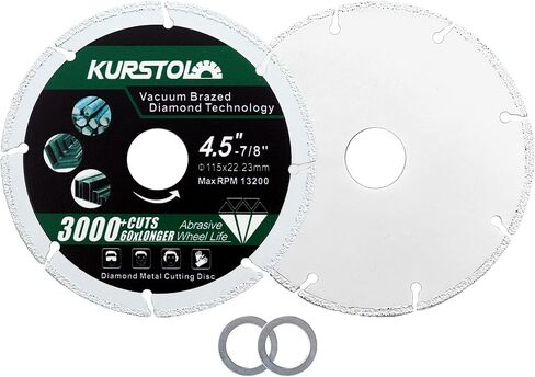 Diamond Metal Cutting Wheel - Diameter 4-1/2" (115mm) Vacuum Brazing Cut off Wheel with a Reducer Washer 7/8"-5/8" Diamond Blade for Rebar Angle Iron Sheet Metal Stainless Steel Cutting in Saudi Arabia