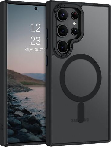 BENTOBEN for Samsung S24 Ultra Case, S24 Ultra Magnetic Case [Compatible with MagSafe] Translucent Matte Slim Shockproof Women Men Protective Case Cover for Samsung Galaxy S24 Ultra 6.8",Black in Saudi Arabia