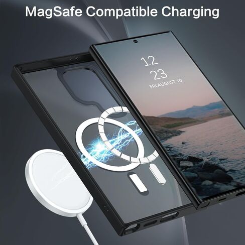 BENTOBEN for Samsung S24 Ultra Case, S24 Ultra Magnetic Case [Compatible with MagSafe] Translucent Matte Slim Shockproof Women Men Protective Case Cover for Samsung Galaxy S24 Ultra 6.8",Black in Saudi Arabia
