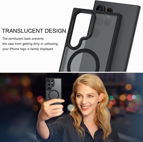 BENTOBEN for Samsung S24 Ultra Case, S24 Ultra Magnetic Case [Compatible with MagSafe] Translucent Matte Slim Shockproof Women Men Protective Case Cover for Samsung Galaxy S24 Ultra 6.8",Black in Saudi Arabia