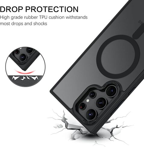 BENTOBEN for Samsung S24 Ultra Case, S24 Ultra Magnetic Case [Compatible with MagSafe] Translucent Matte Slim Shockproof Women Men Protective Case Cover for Samsung Galaxy S24 Ultra 6.8",Black in Saudi Arabia