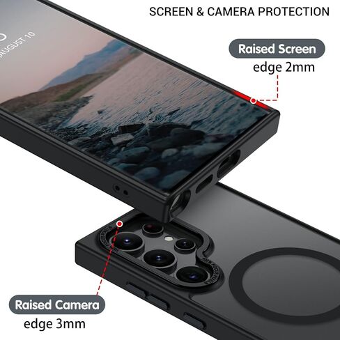 BENTOBEN for Samsung S24 Ultra Case, S24 Ultra Magnetic Case [Compatible with MagSafe] Translucent Matte Slim Shockproof Women Men Protective Case Cover for Samsung Galaxy S24 Ultra 6.8",Black in Saudi Arabia