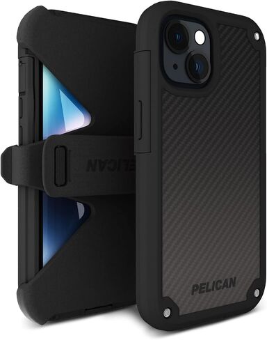 سلسلة حماية Pelican - حافظة iPhone 14/حافظة iPhone 13 مقاس 6.1 بوصة [متوافقة مع MagSafe] حافظة هاتف مغناطيسية [حماية من السقوط بطول 15 قدمًا] غطاء متين واقٍ لهاتف iPhone 14/13 - أسود in Saudi Arabia