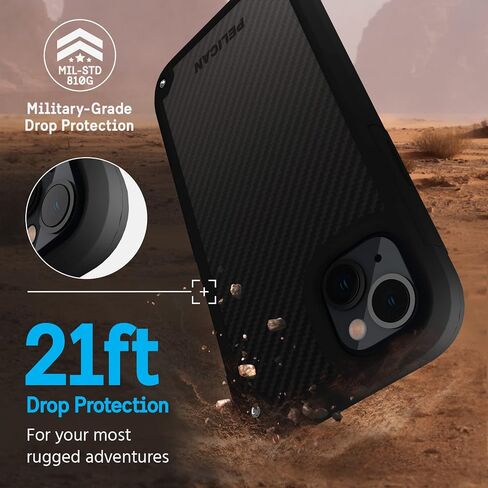 سلسلة حماية Pelican - حافظة iPhone 14/حافظة iPhone 13 مقاس 6.1 بوصة [متوافقة مع MagSafe] حافظة هاتف مغناطيسية [حماية من السقوط بطول 15 قدمًا] غطاء متين واقٍ لهاتف iPhone 14/13 - أسود in Saudi Arabia