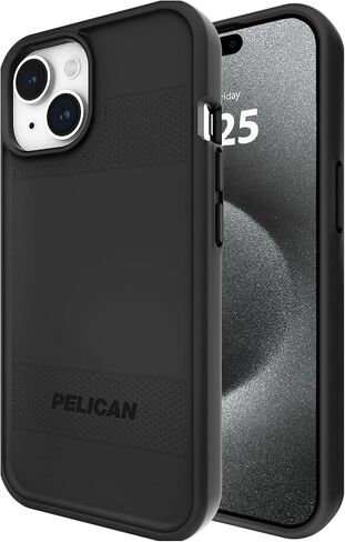 سلسلة حماية Pelican - حافظة iPhone 14/حافظة iPhone 13 مقاس 6.1 بوصة [متوافقة مع MagSafe] حافظة هاتف مغناطيسية [حماية من السقوط بطول 15 قدمًا] غطاء متين واقٍ لهاتف iPhone 14/13 - أسود in Saudi Arabia
