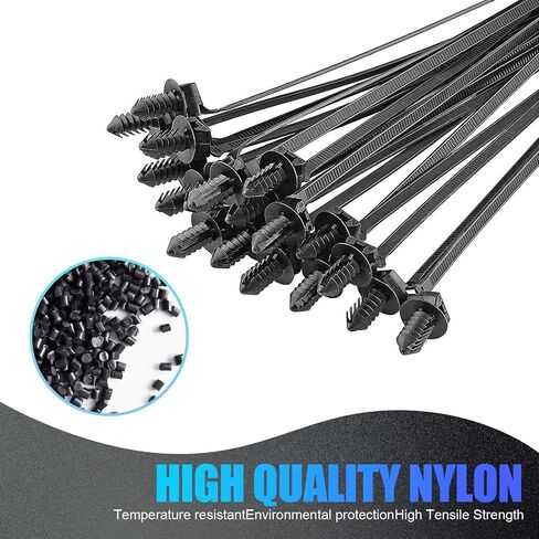 120 PCS Car Wiring Harness Organization Tape, Nylon Push-in cable Tie Body Fixed Bundled Wire Harness Tape, Modification Replacement Accessories, Compatible with Most Car Models (Black) in Saudi Arabia