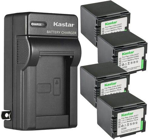 Kastar 4-Pack CGA-DU21 بطارية وشاحن حائط تيار متردد بديل لباناسونيك SDR-H18، SDR-H20، SDR-H200، SDR-H250، SDR-H280، SDR-H288، VDR-D100، VDR-D105، VDR-D150 ، كاميرا VDR-D158، VDR-D160، VDR-D200 in Saudi Arabia