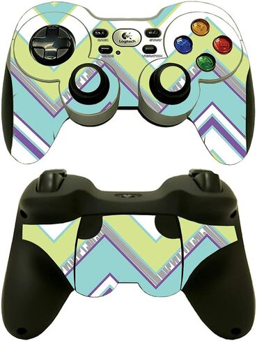 MightySkins Skin Compatible with Logitech Wireless Gamepad F710 - Pastel Chevron | Protective, Durable, and Unique Vinyl Decal wrap Cover | Easy to Apply, Remove, and Change Styles | Made in The USA in Saudi Arabia