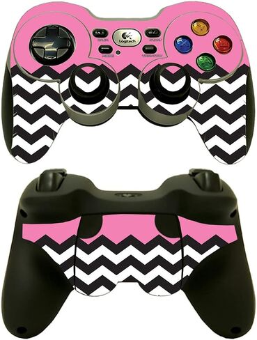 MightySkins Skin Compatible with Logitech Wireless Gamepad F710 - Pastel Chevron | Protective, Durable, and Unique Vinyl Decal wrap Cover | Easy to Apply, Remove, and Change Styles | Made in The USA in Saudi Arabia