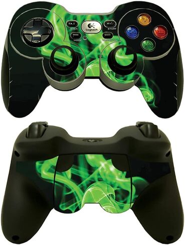غلاف MightySkins متوافق مع لوحة الألعاب اللاسلكية Logitech F710 - Green Flames | غطاء ملتف واقٍ ومتين وفريد ​​من نوعه من الفينيل | سهل التطبيق والإزالة وتغيير الأنماط | صنع في الولايات المتحدة الأمريكية in Saudi Arabia