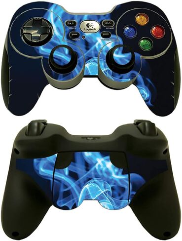 MightySkins Skin Compatible with Logitech Wireless Gamepad F710 - Green Flames | Protective, Durable, and Unique Vinyl Decal wrap Cover | Easy to Apply, Remove, and Change Styles | Made in The USA in Saudi Arabia