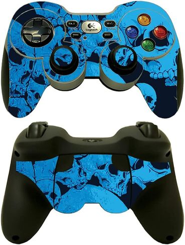 MightySkins Skin Compatible with Logitech Wireless Gamepad F710 - Green Flames | Protective, Durable, and Unique Vinyl Decal wrap Cover | Easy to Apply, Remove, and Change Styles | Made in The USA in Saudi Arabia