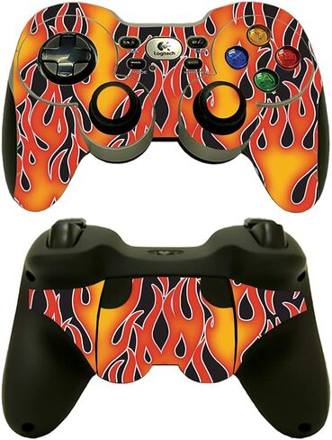 MightySkins Skin Compatible with Logitech Wireless Gamepad F710 - Green Flames | Protective, Durable, and Unique Vinyl Decal wrap Cover | Easy to Apply, Remove, and Change Styles | Made in The USA in Saudi Arabia