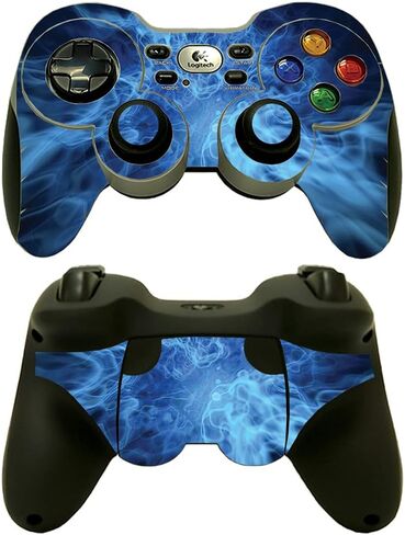 MightySkins Skin Compatible with Logitech Wireless Gamepad F710 - Green Flames | Protective, Durable, and Unique Vinyl Decal wrap Cover | Easy to Apply, Remove, and Change Styles | Made in The USA in Saudi Arabia