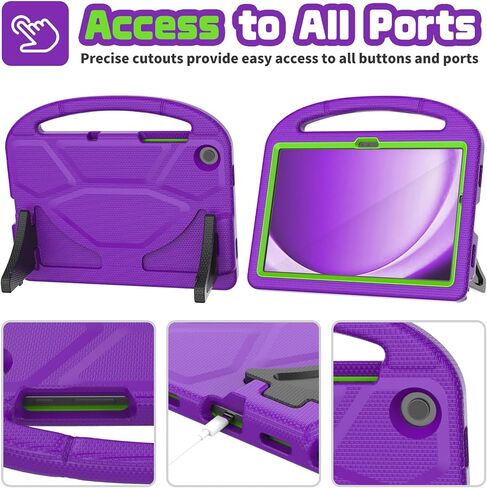VICVOL Kids Case for Samsung Galaxy Tab A9 Plus 11 Inch 2023 (SM-X210/X216/X218), Galaxy A9+ Tablet Case with Built-in Screen Protector, Shockproof Handle Stand Case for Kids, Pink&Purple in Saudi Arabia
