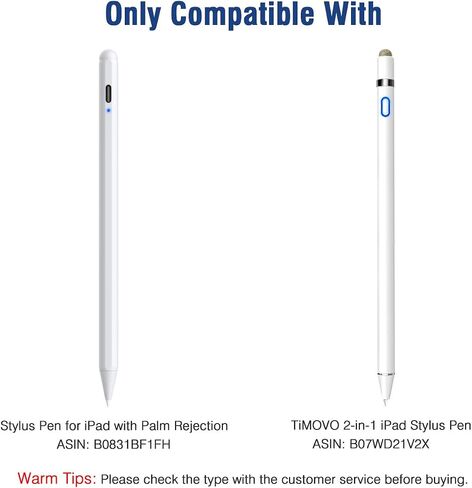 TiMOVO Pen Tips for Palm Rejection Stylus Pen, (2 Pack) Durable Replacement Tips for Precise Drawing & Writing, High Precision, Easy to Replace - White in Saudi Arabia