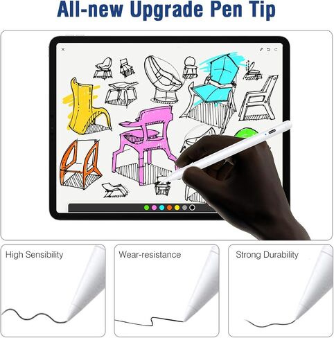 TiMOVO Pen Tips for Palm Rejection Stylus Pen, (2 Pack) Durable Replacement Tips for Precise Drawing & Writing, High Precision, Easy to Replace - White in Saudi Arabia