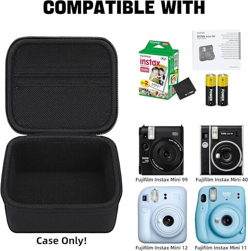 حافظة كاميرا لكاميرا Fujifilm Instax Mini 11 / Mini 12 / Mini 40 / Mini 99، حقيبة حمل واقية للتخزين مع حزام كتف قابل للإزالة وقابل للتعديل، أسود in Kuwait