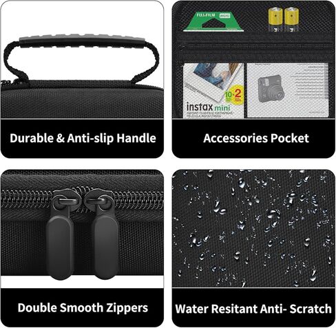 حافظة كاميرا لكاميرا Fujifilm Instax Mini 11 / Mini 12 / Mini 40 / Mini 99، حقيبة حمل واقية للتخزين مع حزام كتف قابل للإزالة وقابل للتعديل، أسود in Kuwait