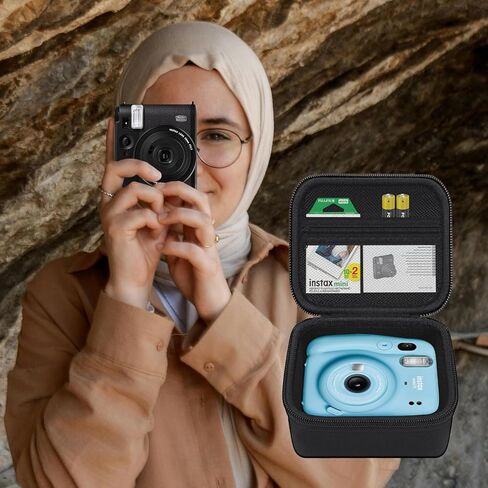 حافظة كاميرا لكاميرا Fujifilm Instax Mini 11 / Mini 12 / Mini 40 / Mini 99، حقيبة حمل واقية للتخزين مع حزام كتف قابل للإزالة وقابل للتعديل، أسود in Kuwait