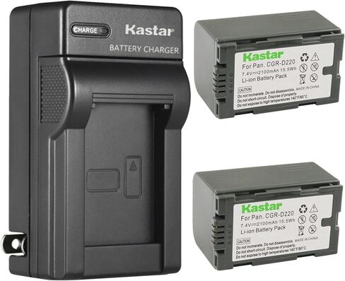 Kastar 4-Pack CGR-D16 Battery and AC Wall Charger Replacement for Panasonic NV-DS35, NV-DS37, NV-DS38, NV-DS50, NV-DS55, NV-DS60, NV-DS65, NV-DS68, NV-DS77, NV-DS77B, NV-DS80, NV-DS88, NV-DS89 Camera in Saudi Arabia