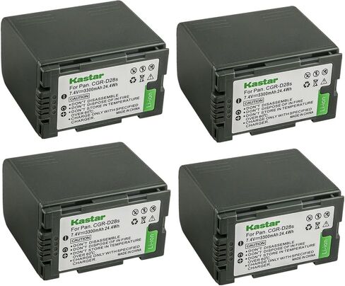 استبدال بطارية Kastar 4-Pack CGR-D28 لباناسونيك PV-DV201، PV-DV202، PV-DV203، PV-DV221، PV-DV351، PV-DV400، PV-DV400K، PV-DV401، PV-DV402، PV-DV600 ، كاميرا PV-DV600K، PV-DV601، PV-DV602 in Saudi Arabia