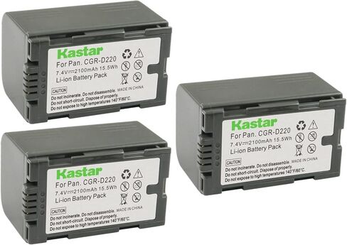 Kastar 3-Pack CGR-D16 Battery Replacement for Panasonic PV-DV851, PV-DV852, PV-DV900, PV-DV901, PV-DV910, PV-DV951, PV-DV952, PV-DV953, PV-GS2, PV-GS9, PV-GS11, PV-GS12, PV-GS13, PV-GS14 Camera in Saudi Arabia