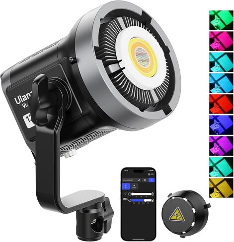 ULANZI V-Mount LED RGB Video Light COB Continuous Output Lighting, 120W RGB Color COB Bowens Mount Photography Fill Light with APP Control Studio Light in Saudi Arabia