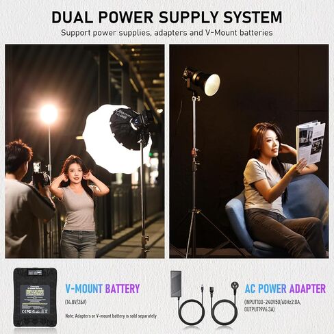 ULANZI V-Mount LED RGB Video Light COB Continuous Output Lighting, 120W RGB Color COB Bowens Mount Photography Fill Light with APP Control Studio Light in Saudi Arabia