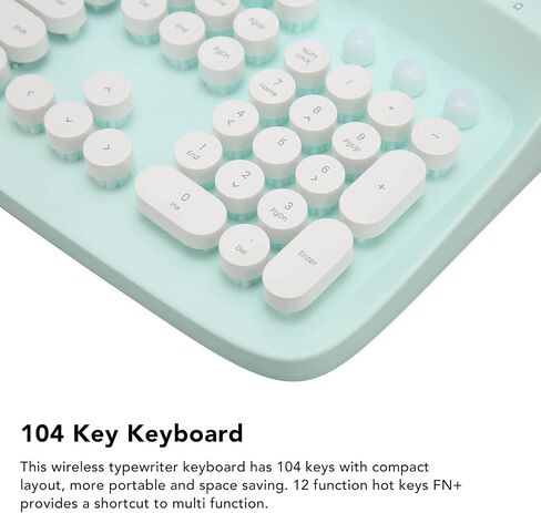 Typewriter Mechanical Gaming Keyboard, 104 Keys BT5.0 Retro Tablet Keyboard with Large Slot, for Smart Phone Laptop (Mint Green) in Saudi Arabia