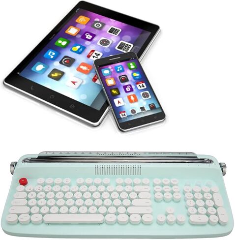 Typewriter Mechanical Gaming Keyboard, 104 Keys BT5.0 Retro Tablet Keyboard with Large Slot, for Smart Phone Laptop (Mint Green) in Saudi Arabia