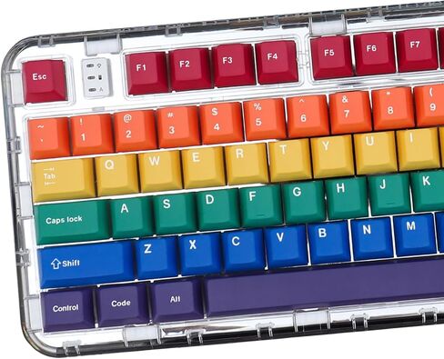 129 Keys PBT Dye Sub Rainbow Keycaps Cherry Profile Fit for 60% 65% 95% Cherry Mx Switches Mechanical Keyboard in Saudi Arabia