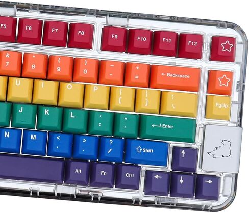129 Keys PBT Dye Sub Rainbow Keycaps Cherry Profile Fit for 60% 65% 95% Cherry Mx Switches Mechanical Keyboard in Saudi Arabia