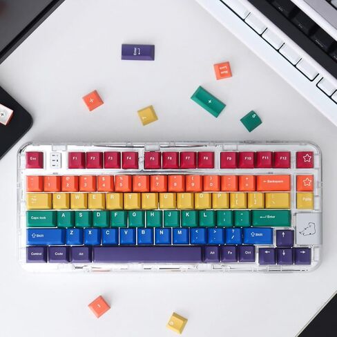 129 Keys PBT Dye Sub Rainbow Keycaps Cherry Profile Fit for 60% 65% 95% Cherry Mx Switches Mechanical Keyboard in Saudi Arabia