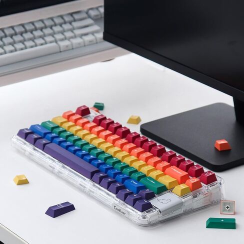 129 Keys PBT Dye Sub Rainbow Keycaps Cherry Profile Fit for 60% 65% 95% Cherry Mx Switches Mechanical Keyboard in Saudi Arabia