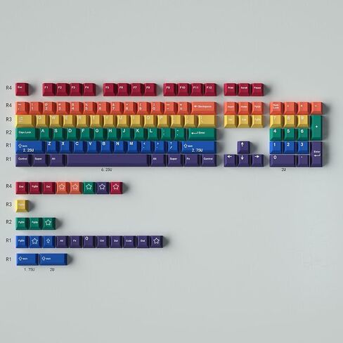 129 Keys PBT Dye Sub Rainbow Keycaps Cherry Profile Fit for 60% 65% 95% Cherry Mx Switches Mechanical Keyboard in Saudi Arabia