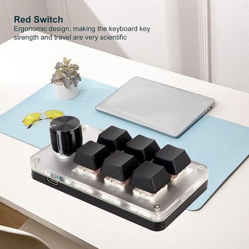 VBESTLIFE Customized Knobs Red Switch Macro Keyboard Plug and Play USB Keypad, Improve Work Efficiency (6 Keys with 1 Knob) in Saudi Arabia