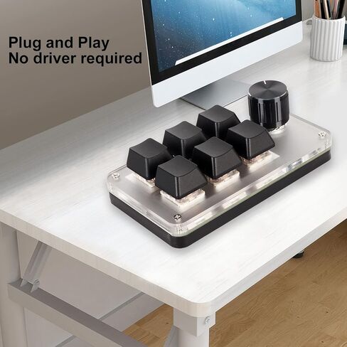 VBESTLIFE Customized Knobs Red Switch Macro Keyboard Plug and Play USB Keypad, Improve Work Efficiency (6 Keys with 1 Knob) in Saudi Arabia
